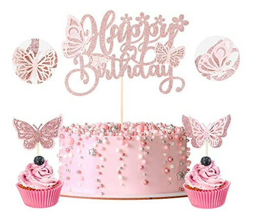 Decoraciones Para Pastel / Cumpleaños Con Mariposas 3d