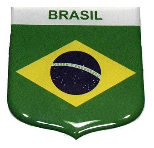 Adesivo Resinado Em Escudo Da Bandeira Do Brasil