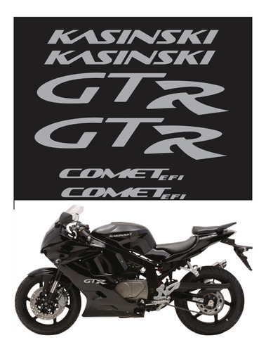 Emblemas Adesivos Compatível Comet 250 Gtr Em Prata Kit 01