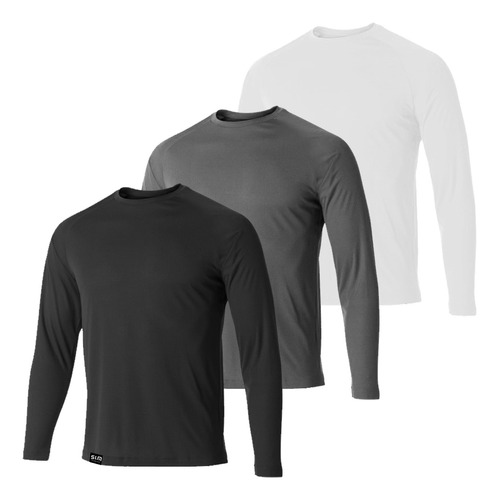 Kit 3 Camisetas Térmicas Segunda Pele Masculina Proteção Uv