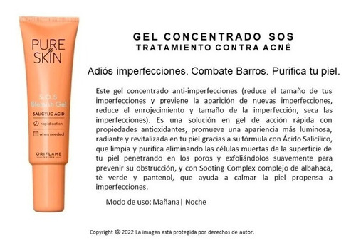 Oriflame Pure Skin Gel Anti-imperfecciones Accion Profunda