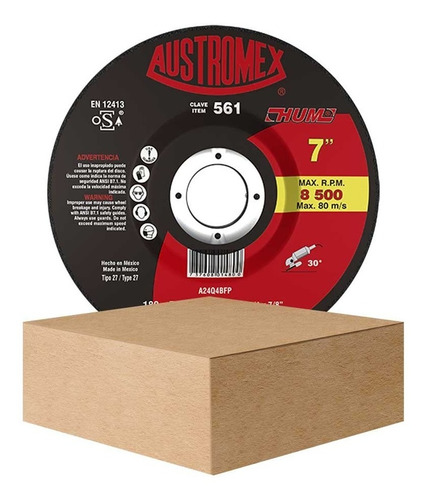 20 Discos Para Desbaste De Metal Austromex 7x1/4x7/8puLG