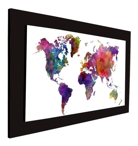 Imagen 2 de 3 de Cuadro 60x40cms Tipo Oleo Mapamundi Decorativo