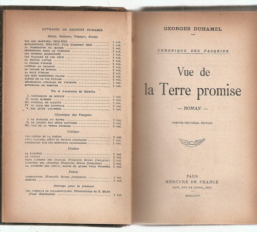 Vue De La Terre Promise Duhamel Mercvre De France Paris 1934