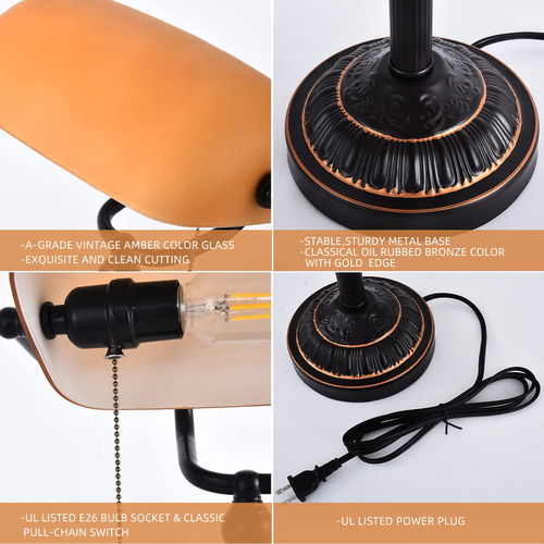 Cadena De Tracción Lámpara Computadora Rústica Con Usb