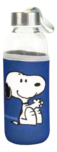 Botella Vidrio Snoopy Peanuts Azul