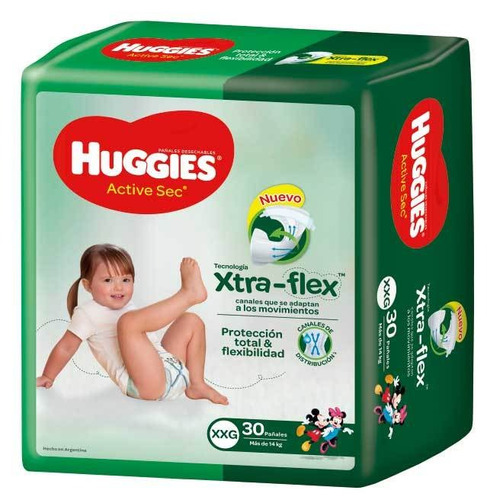 Pañales Huggies Active Sec  XXG