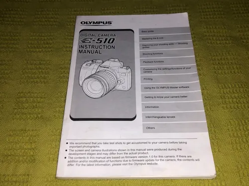 Manual Instruction Digital Camera E-510 Olympus