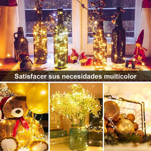 Luces De Hadas Con Pilas Luces De Cadena 2m 20led 15pzs Blanco Cálido Y De Color Navidad Decoracion Series Luces Cortina De Luz