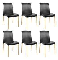 Comprar Sillas Comedor Plástico Patas Madera Galana Malba Pack 6 Ct