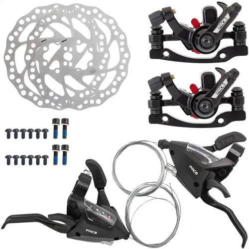 Kit Freio Disco + Alavanca Passador Rapidfire Bike Aro 26 29