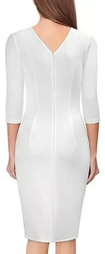 Vestido Informal Ajustado Formal Con Cuello En V Y Manga 3/4