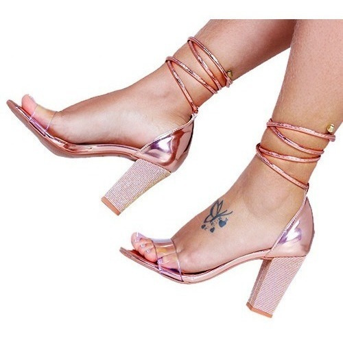 Sandália Casamento Noivas Madrinha Up Shoes Salto Grosso 9cm | Mercado Livre