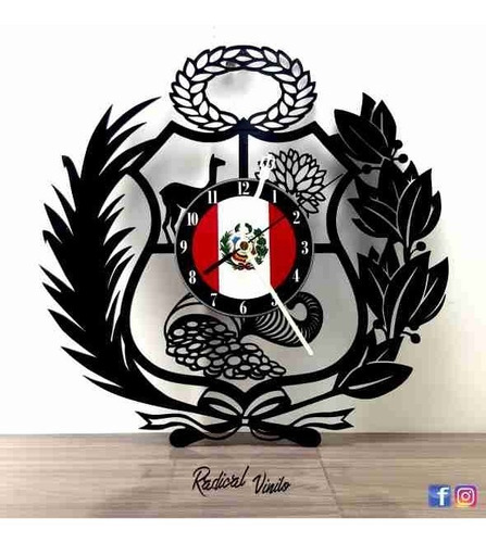 Reloj De Vinilo Peru Escudo Regalos Y Decoracion 