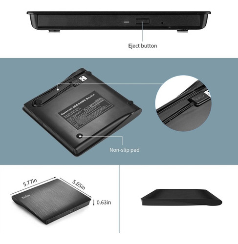 Unidad De Cd Externa Usb 3.0 Portable, Cd Dvd Rw Drive