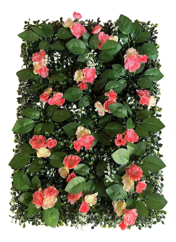 Panel De Pared De Césped Artificial Con Rojo Champán