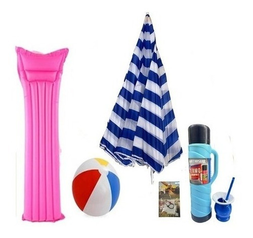 Set Jardin Y Playa Sombrilla Pelota Termo Colchoneta Kaos 11