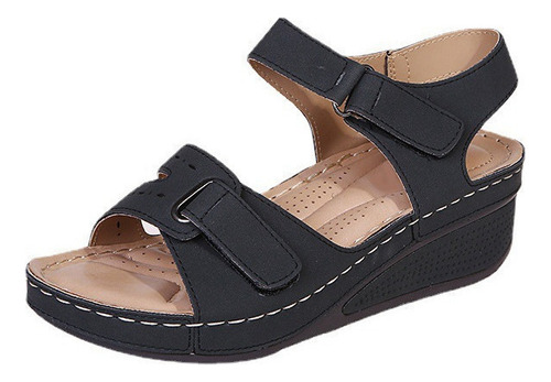 Sandalias De Tacón Cuña Fondo Suave Mujer Zapatos Plataforma
