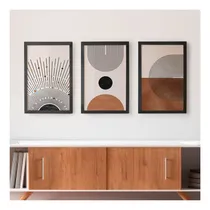 Comprar 3 Cuadros Nórdicos Abstractos 30 X 20 Marco Y Vidrio T055mn
