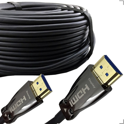 Imagem 3 de 5 de Cabo Hdmi 2.1 Rolo Fibra Óptica 8k Conectores Ouro 40 Metros