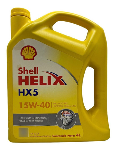 Aceite Shell Helix Hx5 15w-40 Lubricante Para Motor 4litros