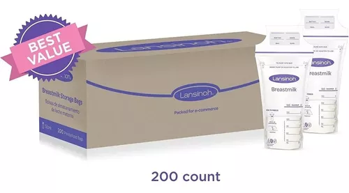 Lansinoh Bolsas de almacenamiento de leche materna, 50 unidades, 4 onzas,  bolsas de almacenamiento de leche fáciles de usar para lactancia materna