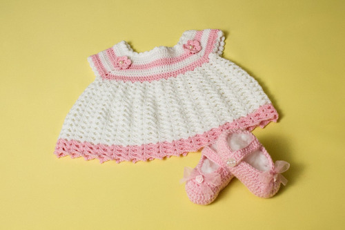 Vestido Tejido A Crochet Para Bebé