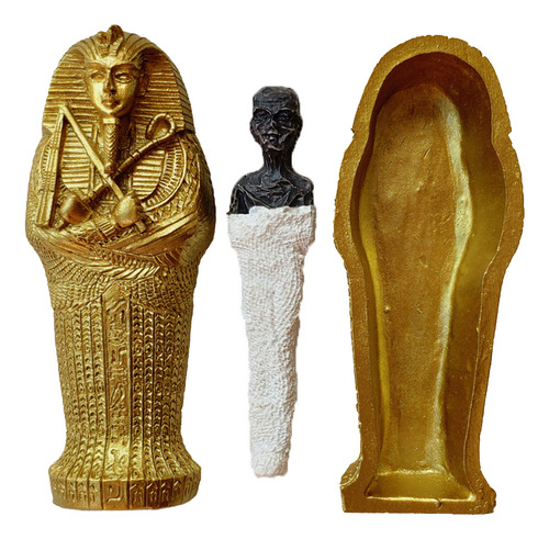 (3 #mold) Ataúd Egipcio De Resina Con Figura De Momia Egypt