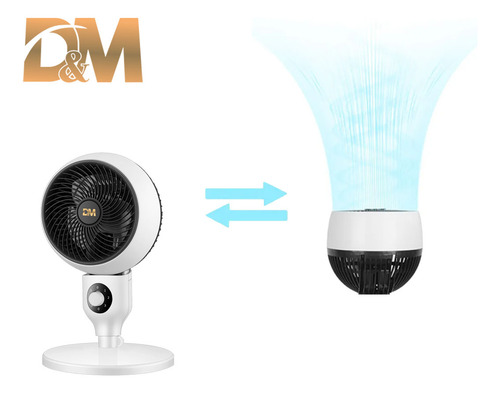 2 En 1 Ventilador De Piso Giratorio 3 Velocidades Doble Uso Para Sobremesa Color Blancodm
