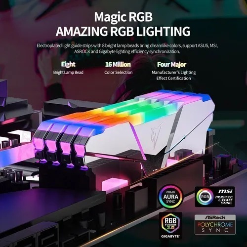 Memória Ram Rgb 16gb (2x 8gb) Netac Prateado 3200 Mhz Rgb