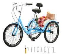 Comprar Vevor Triciclo Adultos Humano Azul 24 Pulgadas 1 Velocidad