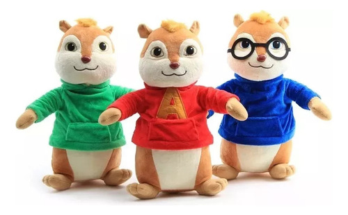 Mb Peluches Kawaii De Alvin Y Las Ardillas De 25 Cm, 3