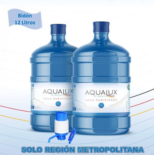 Agua Purificada 2 Recarga 12l Mas Dispensador Bomba Manual