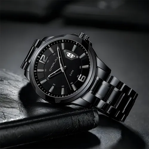 Relojes De Cuarzo Inoxidable Crrju 2191 Calendar Fondo Negro