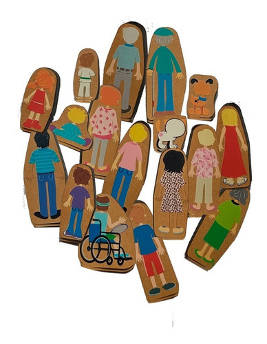 Imagen 2 de 9 de Muñecos Madera Familia Figuras Juegos Didacticos Niños
