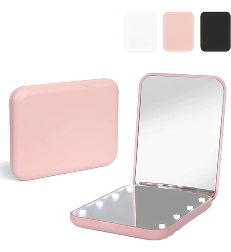 Espejo De Bolsillo, 1x/2x Aumento Led Espejo Compacto,