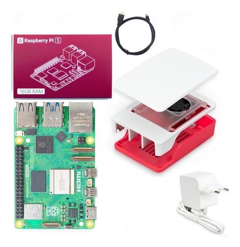 Kit Raspberry Pi 5 Pi5 B 16gb Ram Fonte Case Hdmi