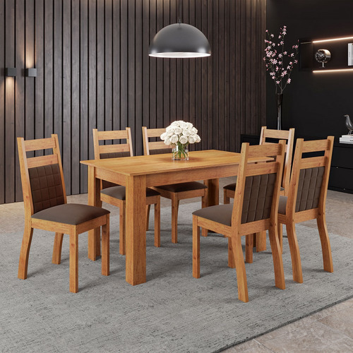 Mesa De Sala De Jantar Retangular Mobilarte 30099 De Mdp Com Capacidade Máxima Para 1 Pessoas -marrom