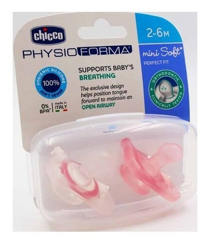 Chicco Physioforma Mini Soft Chupete Silicona Nena 2-6mes 2u Color Rosa Y Blanco Período de edad 2-6 meses