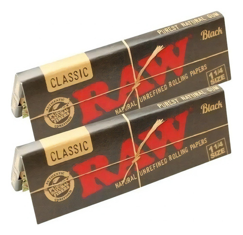 Papéis Para Cigarros Raw 1 1/4 Black De 2 X 50 U