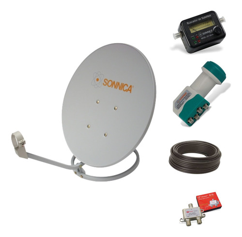 Imagen 1 de 9 de Antena Satelital Ku+lnb 4 + Rg59 +sat Finder+ Displexer - Tv