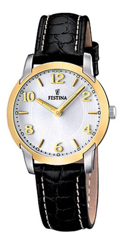 Reloj Mujer Cuero Festina Con Dorado Y Malla Negra F16509/3