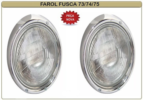 Farol Vw Fusca 73 74 75  Ferro Vidro Par + Soquete