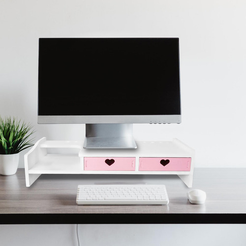 Suporte De Monitor Riser, Suporte De Mesa Gaveta Rosa 2