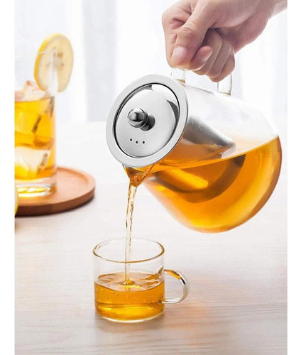 Tetera De Vidrio Grande Con Infusor Acero Inox