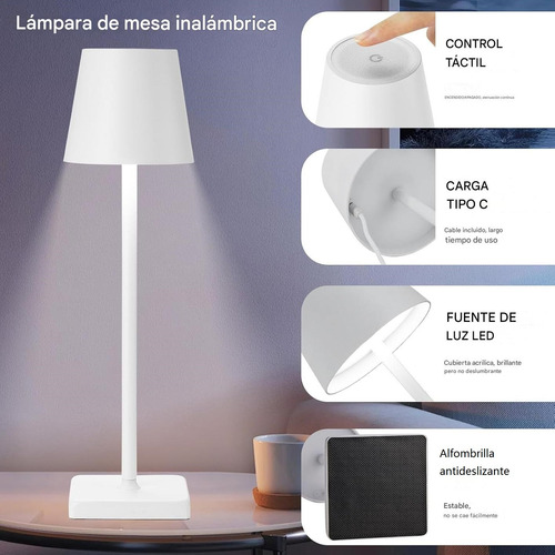 2x Lámpara De Mesa Led Escritorio Recargable Ajustable