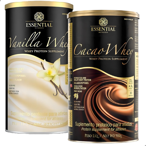 Kit 2 Whey Protein Baunilha / Cacau - 900g - Essential