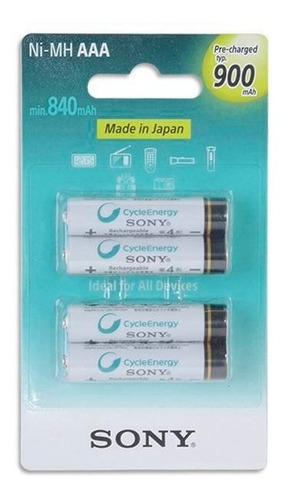 Pilas Recargables Sony Cycle Energy Aaa 900 Mh X4 Japon