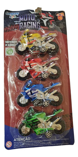 Kit 4 Motos Racing À Fricção Sortido Brinquedo Infantil