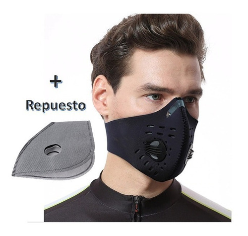Set Mascara + Repueesto  Antipolucion Tapa Bocas Moto Bicicl